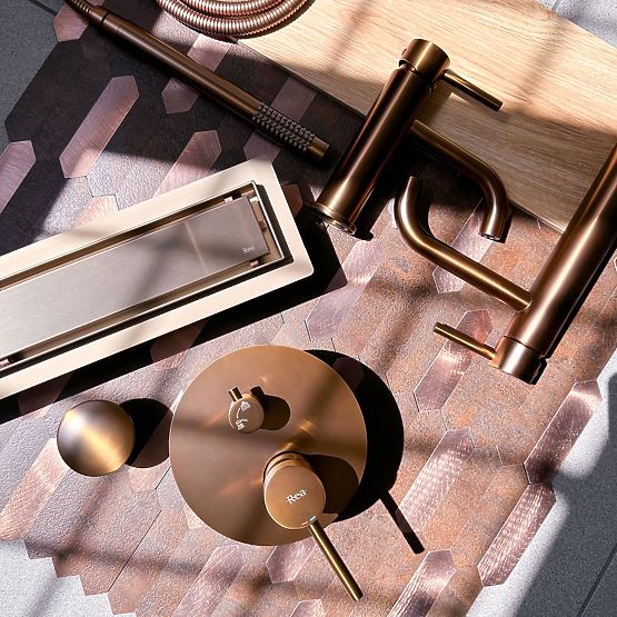 Linearer Abfluss REA Neox für gebürstetes Kupfer 100