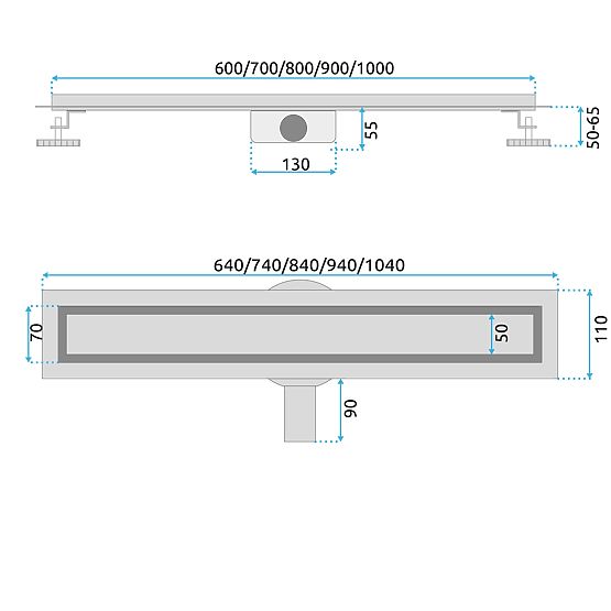 Linearer Abfluss REA Neox für gebürstetes Kupfer 80