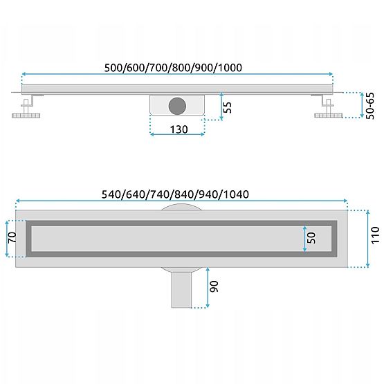 Linienablauf REA NEOX PRO Gebürsteter Stahl 50