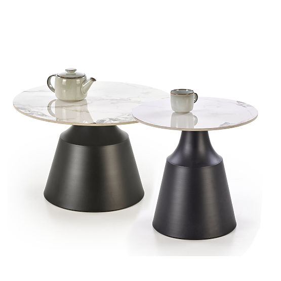 MAGNETA Set aus 2 Bänken, weißer Marmor / schwarz (2p=1Stk)