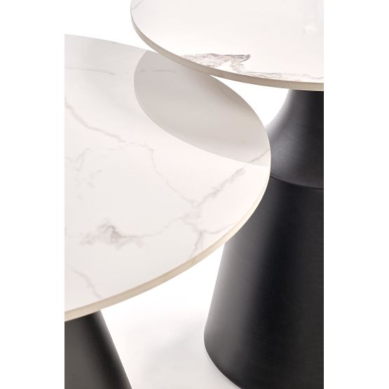 MAGNETA Set aus 2 Bänken, weißer Marmor / schwarz (2p=1Stk)