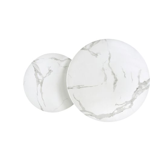 MERCURY 2 Set aus 2 Bänken, Rahmen - Silber, Glas - Weißer Marmor (1p=1Stk)