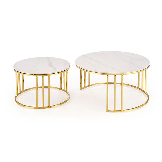 MERCURY 3 Set aus 2 Bänken, Set aus 2 Bänken, Farbe: Weißer Marmor / Gold (2p=1Stk)