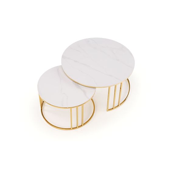 MERCURY 3 Set aus 2 Bänken, Set aus 2 Bänken, Farbe: Weißer Marmor / Gold (2p=1Stk)