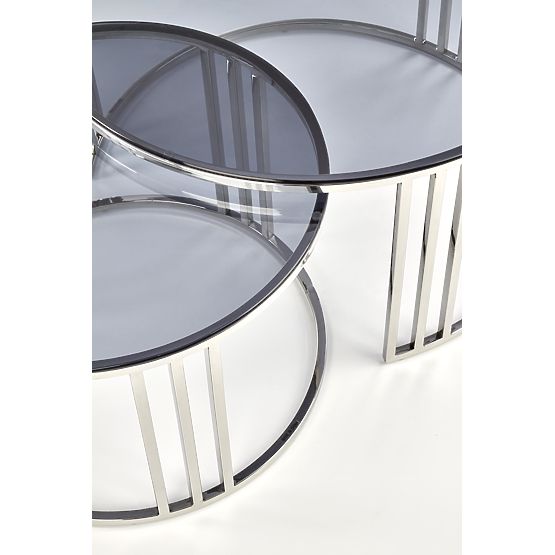 MERCURY Set aus 2 Bänken, Rahmen - silber, Glas - rauchig (1p=1Stk)