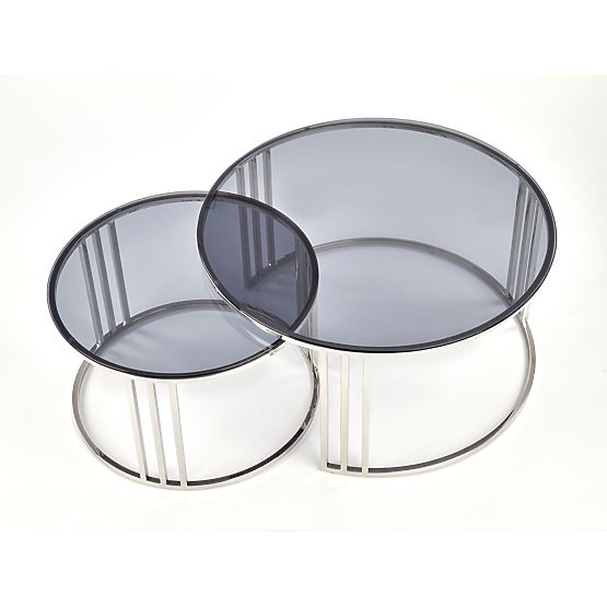 MERCURY Set aus 2 Bänken, Rahmen - silber, Glas - rauchig (1p=1Stk)