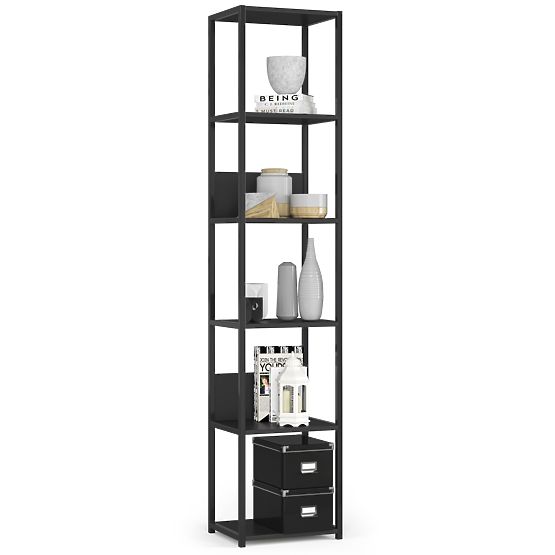 Metall-Loftregal 40 cm - schwarz-schwarz - 6 Regalböden