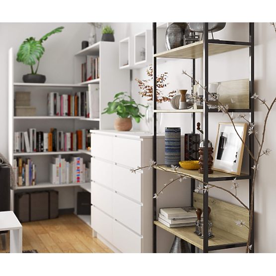 Metall-Loftregal 70 cm - Schwarz-Eiche Artisan - 6 Regalböden