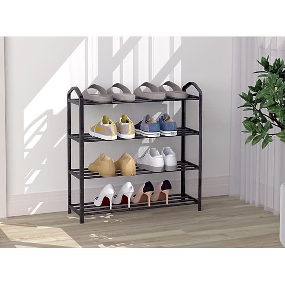 Metall-Schuhregal 4 Regale 12 Paar Schuhe schwarz