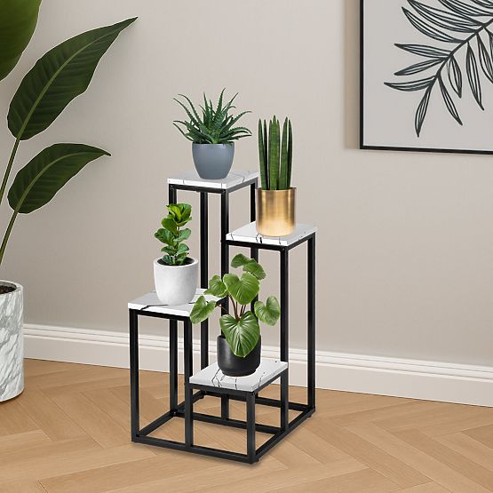 Metallblumenständer MOGREN weißer Marmor