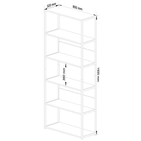 Metallisches Loft-Regal 80 cm - Schwarz-Sonoma Eiche - 6 Regalböden