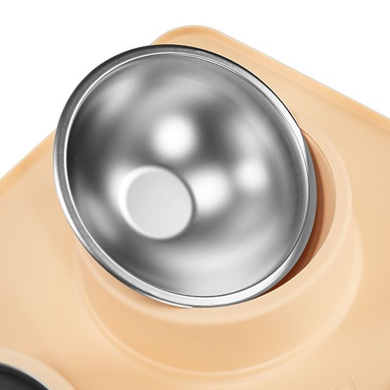 Metallschalen für Hund oder Katze mit rutschfester Unterlage Beige PJ-089