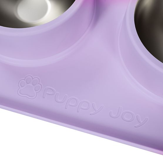 Metallschalen für Hund oder Katze mit rutschfester Unterlage Lila PJ-088