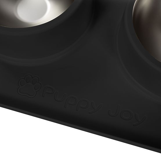 Metallschalen für Hund oder Katze mit rutschfester Unterlage Schwarz PJ-086