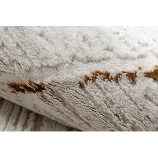 Moderner Teppich DUKE 51557 Creme / Gold - Geometrisch, strukturiert, sehr weich, Fransen