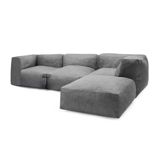 Modulare Garten-Ecksofa Vacuum II mit Bezug, grau