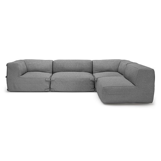 Modulare Garten-Ecksofa Vacuum V mit Bezug, grau