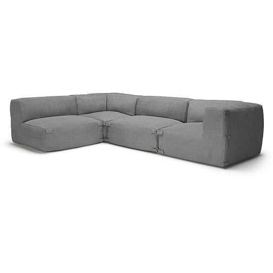 Modulare Garten-Ecksofa Vacuum V mit Bezug, grau