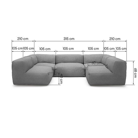 Modulare Garten-Ecksofa Vacuum Vll mit Bezug, grau