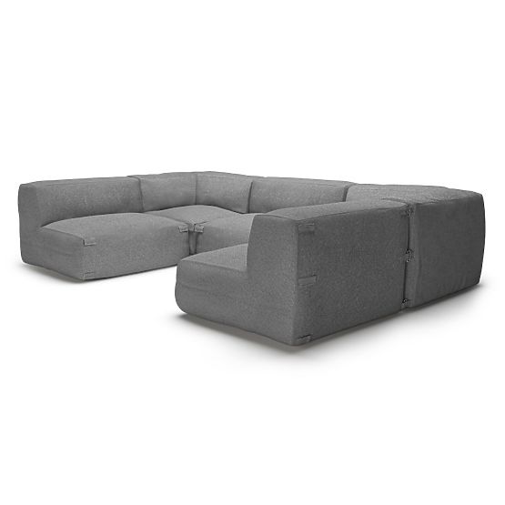 Modulare Garten-Ecksofa Vacuum Vll mit Bezug, grau