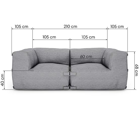 Modulare Garten-Sofa Vacuum Vlll mit Bezug, grau