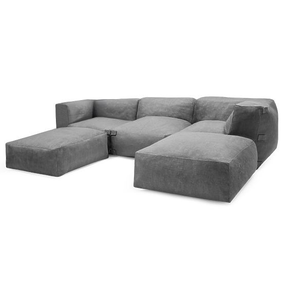 Modulare Gartenecksofa Vacuum IV mit Bezug, grau