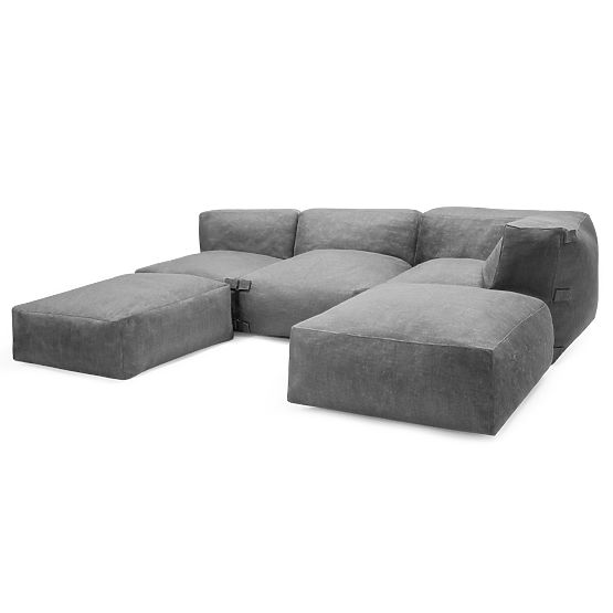 Modularer Pouf für Gartenecksofa Vacuum mit Bezug, grau