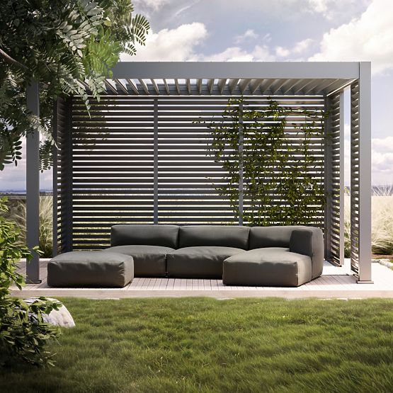 Modulares Gartenecksofa Vacuum III mit Bezug, grau