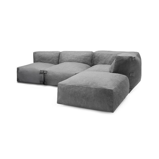 Modulares Gartenecksofa Vacuum III mit Bezug, grau