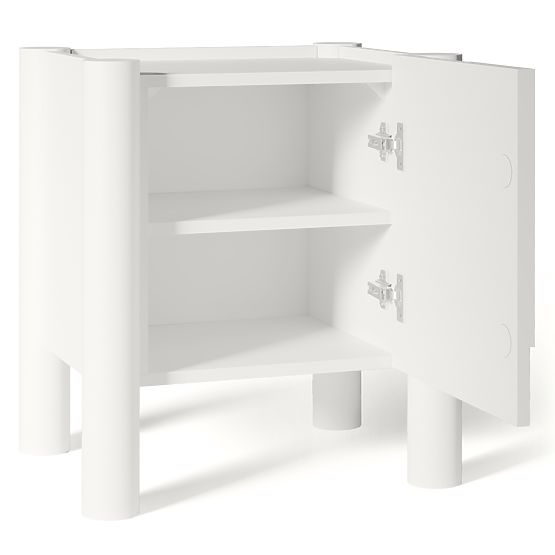 Nachttisch Lunaria mit gefräster Front, weiß