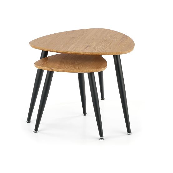 NICEA 2, Set aus 2 Bänken Eiche Gold/Schwarz