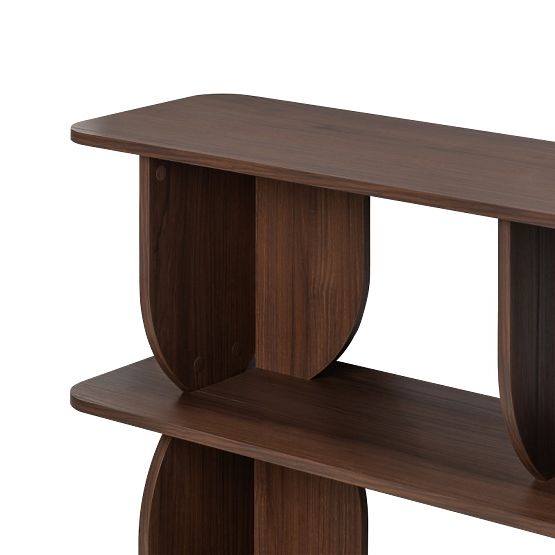 Niedriges Bücherregal Loocky, abgerundet, Walnuss Warmia