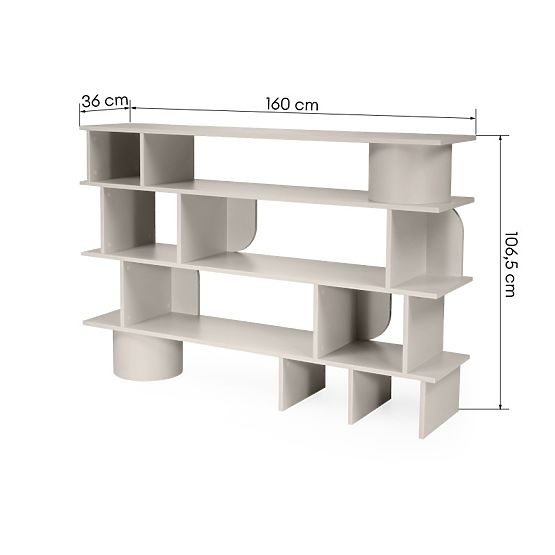 Niedriges Regal Rangali, kaschmirfarben, abgerundet