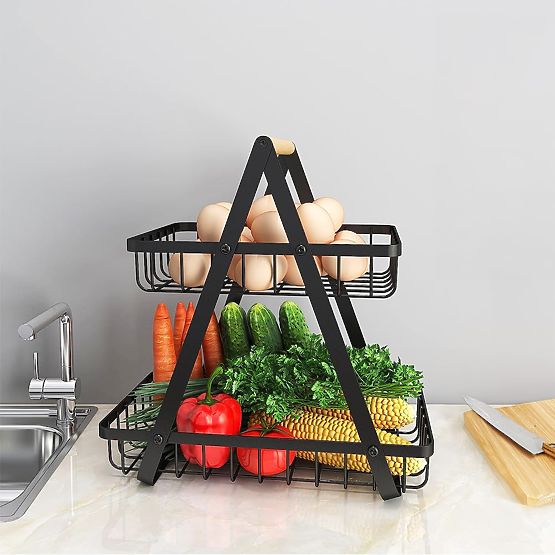 Obstkorb PULOS 2 Ebenen schwarz