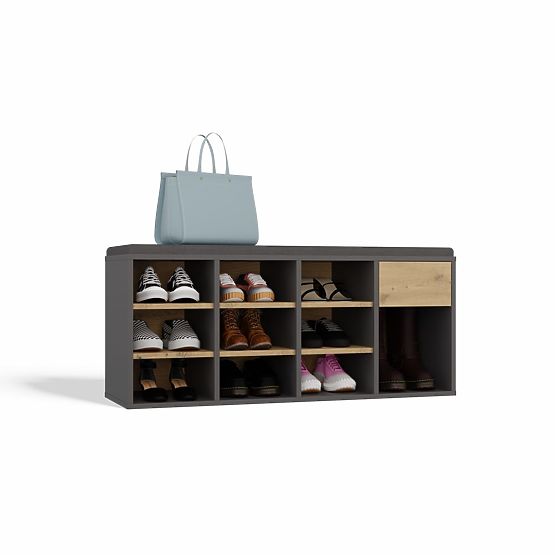 Offener Schuhschrank TALLIN ANTHRAZIT EICHE ARTISAN für den Flur