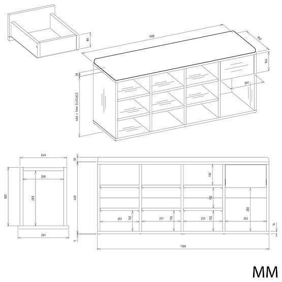 Offener Schuhschrank TALLIN EICHE ARTISAN für den Flur