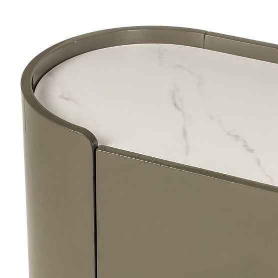 Ovale Kommode Nari, grün/grau, Spiek, glänzend