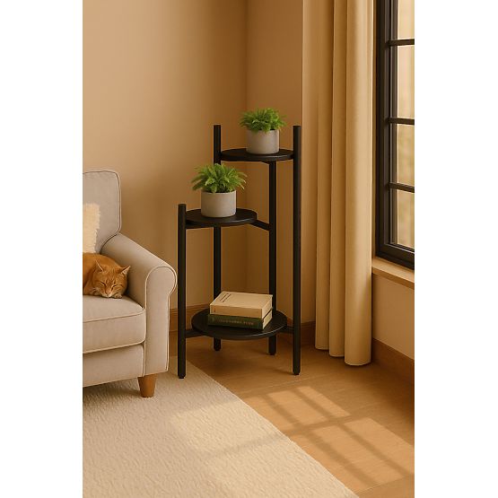 Pflanzenständer, Pflanzenständer, Dekoration, 3 Ebenen, schwarz, ModernHome