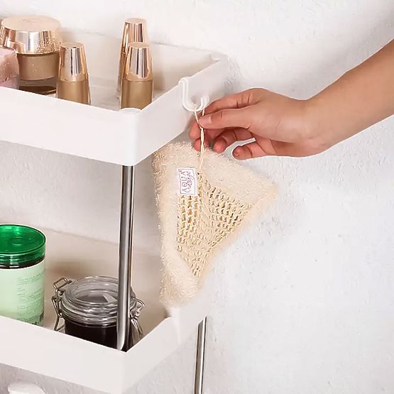 Plastisches Badezimmerregal mit 4 Ablagen und Rollen
