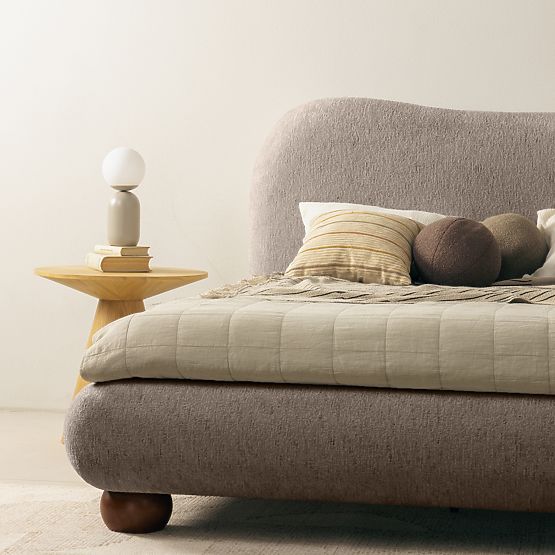 Polsterbett Bowee 160x200 cm, mit Lattenrost, grau, Kugelfüße