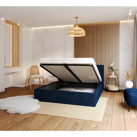 Polsterbett TULSA 160 x 200 cm – Dunkelblau