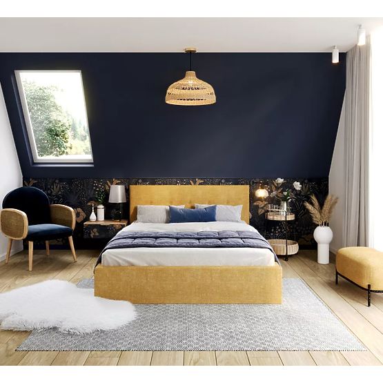 Polsterbett TULSA 160 x 200 cm – Gelb