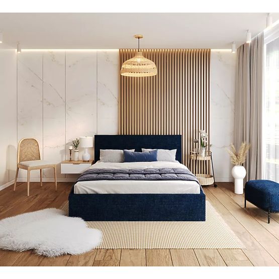 Polsterbett TULSA 180 x 200 cm – Dunkelblau