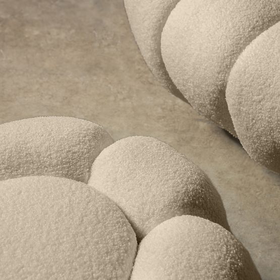 Pouf Perugia, beige, Bouclé, runde Formen