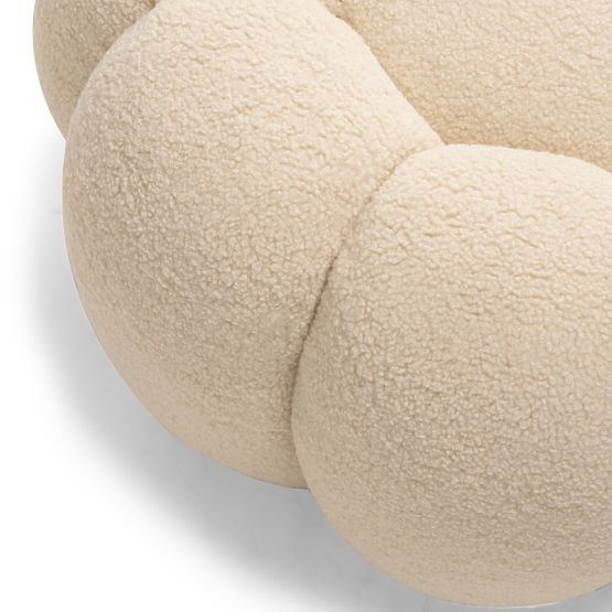 Pouf Perugia, beige, Bouclé, runde Formen