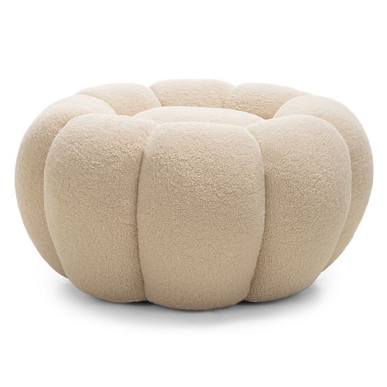 Pouf Perugia, beige, Bouclé, runde Formen