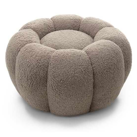 Puff Perugia, Cappuccino, Bouclé, Runde Formen