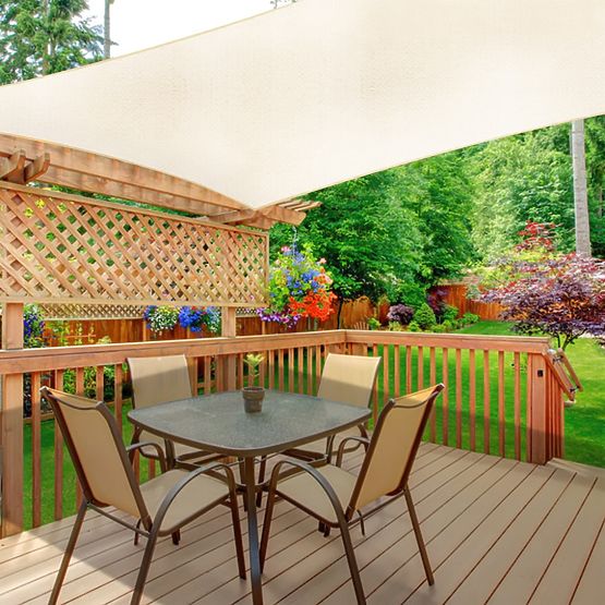 Quadratische Sonnensegel 5x5m wasserdichte Überdachung ModernHome - beige