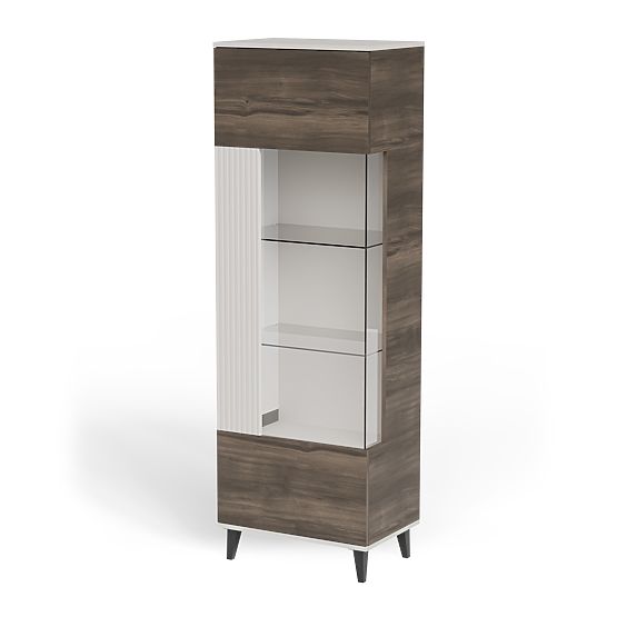 RANDOM 2-in-1 Vitrine Kaschmir / Nussbaum / Schwarz