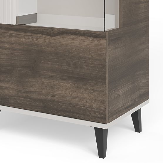 RANDOM 2-in-1 Vitrine Kaschmir / Nussbaum / Schwarz